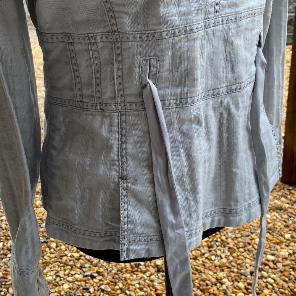 White House Black Market Fitted Blazer Jacket Size8 Light Blue-Gray Embellished - Picture 12 of 14